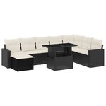 vidaXL Salon de jardin 9 Pièces avec coussins noir résine tressée
