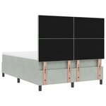vidaXL Lit à Sommier Élevé avec Matelas & Banc Gris Clair 140x190 cm Velours
