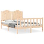 vidaXL Cadre de lit avec tête de lit 140x190 cm bois massif