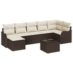 Ensemble de Canapés de Jardin en 7 Pièces avec Coussins Gris Poly Rattan