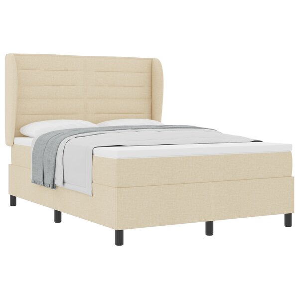 Lit à ressort vidaXL avec matelas Crème 140x200 cm en tissu