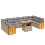 vidaXL Salon de jardin 11 Pièces avec coussins beige résine tressée