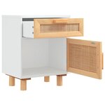 vidaXL Table de chevet Blanc Bois de pin massif et rotin naturel