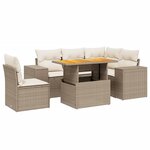 vidaXL Salon de jardin avec coussins 6 Pièces beige résine tressée