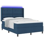 Box Spring Bed vidaXL avec Matelas & LED Bleu 140x190 cm Tissu