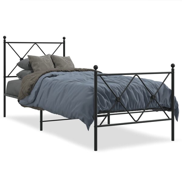 vidaXL Cadre de lit métal sans matelas avec pied de lit noir 80x200 cm
