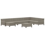 Salon de jardin meuble d'extérieur ensemble de mobilier 9 pièces avec coussins gris résine tressée 02_0018007