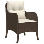 vidaXL Ensemble à manger de jardin 5 Pièces et coussins marron poly rotin