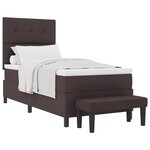 vidaXL Lit à Sommier avec Matelas & Banc Marron Foncé 90x200 cm Tissu