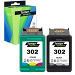 Compatible HP 302 Pack de 2 cartouches d'encre noire et couleurs marque Toner Services (X4D37AE)