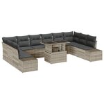 vidaXL Ensemble de canapés de jardin 11 pièces avec coussins gris clair en poly rotin