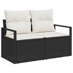 Ensemble de canapé de jardin 5 pièces avec coussins Noir Poly Rattan