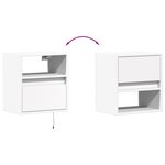 vidaXL Table de chevet murale avec lumières LED blanc