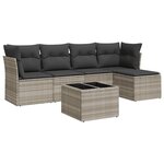 vidaXL Salon de jardin 6 Pièces avec coussins gris clair résine tressée