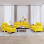 vidaXL Ensemble de canapés 4 Pièces avec coussins Jaune clair Tissu