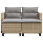 vidaXL Canapé de jardin 2 places avec tabourets beige résine tressée