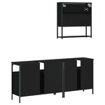 vidaXL Ensemble de meubles salle de bain 3 Pièces noir bois d'ingénierie
