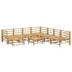 vidaXL Salon de jardin 9 Pièces avec coussins gris clair bambou