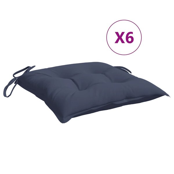 vidaXL Coussins de chaise lot de 6 bleu marine 40x40x7 cm tissu oxford