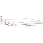 vidaXL Dessus de table 50x50x1 7 cm carré bois de pin massif