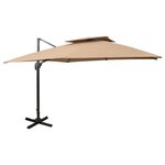 vidaXL Parasol de jardin en porte-à-faux avec double toit taupe
