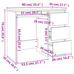 vidaXL Bureau Blanc brillant 90x45x76 cm Bois d’ingénierie