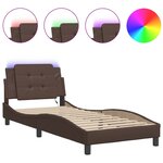 vidaXL Cadre de lit avec LED sans matelas marron 90x200 cm
