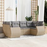vidaXL Salon de jardin avec coussins 6 Pièces beige résine tressée