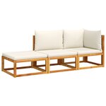 vidaXL Salon de jardin avec coussins 3 Pièces bois massif d'acacia