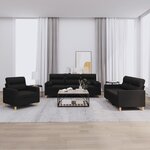 vidaXL Ensemble de canapés 3 Pièces avec coussins noir tissu