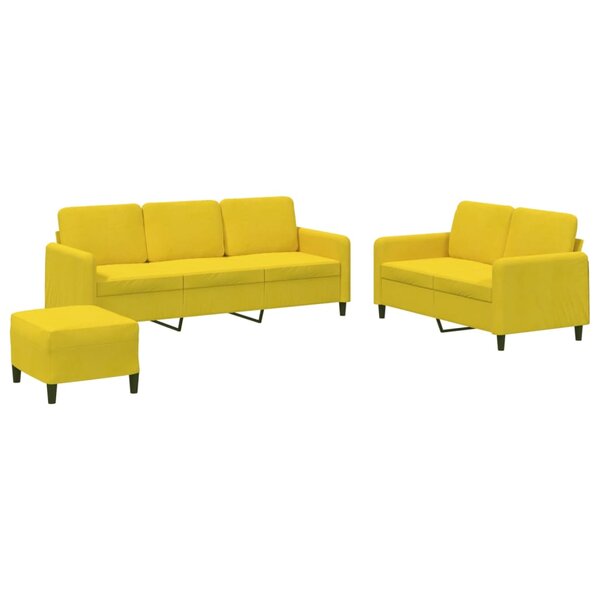 vidaXL Ensemble de canapés 3 Pièces jaune velours