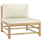 vidaXL Salon de jardin 4 Pièces avec coussins blanc crème bambou