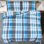 vidaXL Ensemble de housse de couette Bleu et gris 140x200 cm Coton