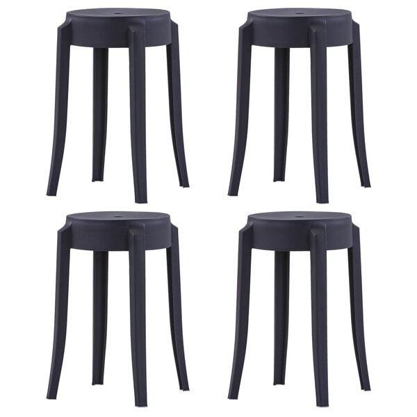 vidaXL Tabourets empilables lot de 4 noir plastique