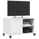 vidaXL Meuble TV blanc 68x39x43 5 cm acier laminé à froid