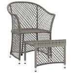 vidaXL Salon de jardin 2 Pièces avec coussins Gris Résine tressée