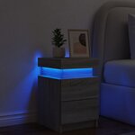 vidaXL Table de chevet avec lumières LED sonoma gris 35x39x55 cm