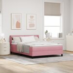 Lit Box Spring avec Matelas Rose 140x200 cm Velours