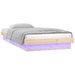 vidaXL Cadre de lit à LED sans matelas 100x200 cm bois massif