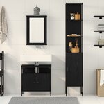Set de meubles de salle de bain 3 pièces en bois d'ingénierie chêne noir