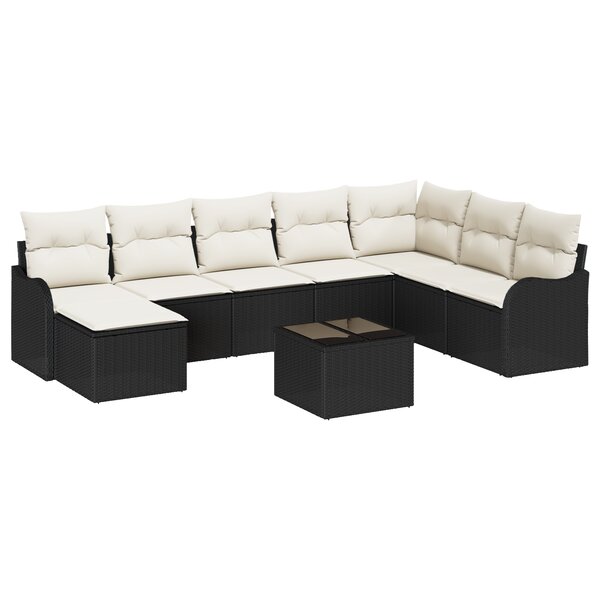 vidaXL Ensemble de canapé de jardin 8 pièces avec coussins en poly rotin brun