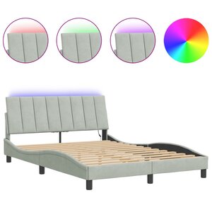 vidaXL Cadre de lit avec LED sans matelas gris clair 140x200cm velours