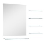 vidaXL Miroir mural avec 5 étagères Argenté 50 x 60 cm