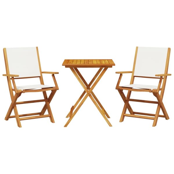 vidaXL Ensemble de bistro 3 Pièces blanc crème tissu et bois massif
