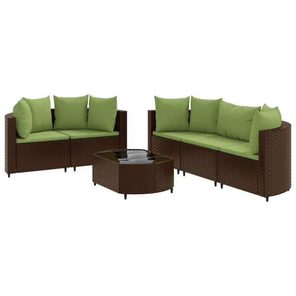 vidaXL Salon de jardin avec coussins 6 Pièces marron résine tressée