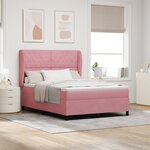 Lit à ressorts avec matelas vidaXL Rose 160x200 cm Velours