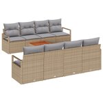 vidaXL Set de canapé de jardin 9 pièces avec coussins beige poly rotin acacia