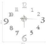 vidaXL Horloge murale 3D Design moderne Argenté 100 cm XXL