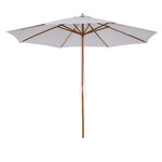 Parasol droit en bois polyester haute densité protection solaire Ø 3 x 2 5 m crème