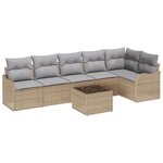 Set de Canapé de Jardin 7 Pièces avec Coussins Noir Poly Rattan